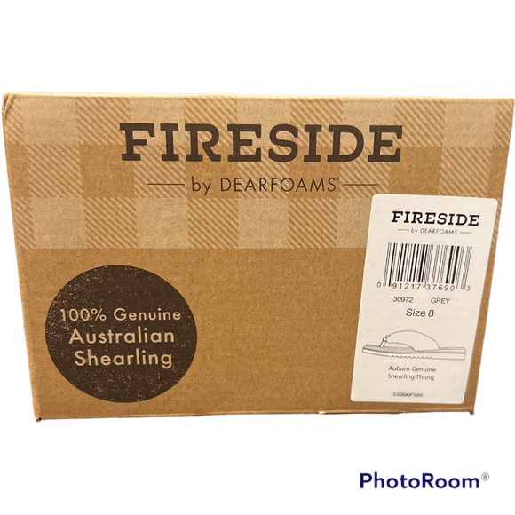 Cozy Shearling flip flop slippers grey gray 8 7.5 NEW NIB Fireside by De… - Picture 2 of 5